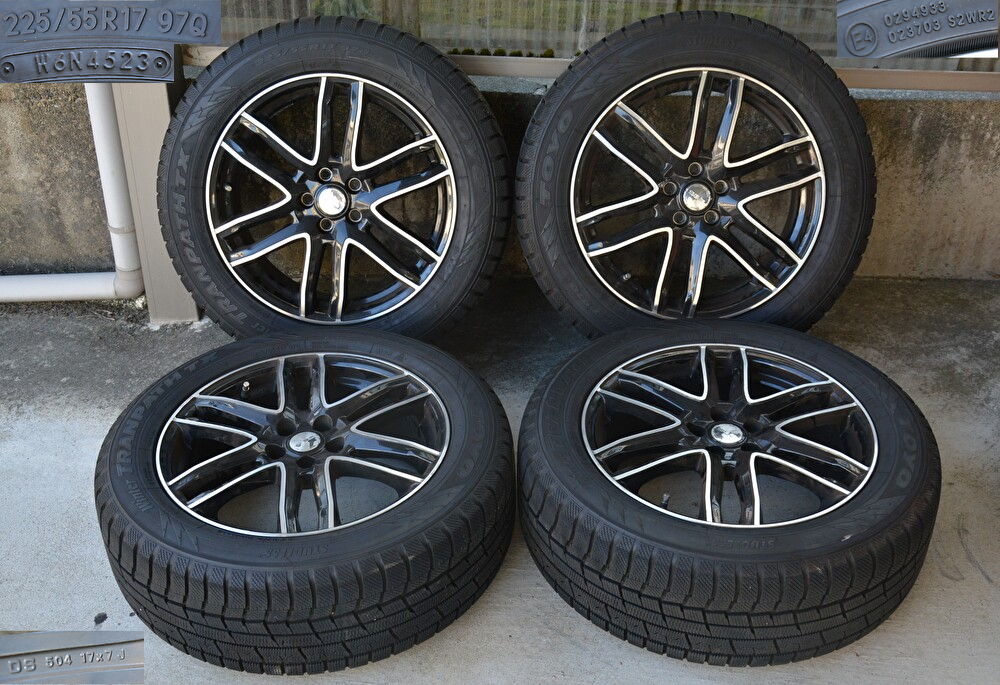 0024-13 TOYO TRANPATH TX SG-E アルミホイール 225/55R1797Q スバルXV DS 504 17×7J スタッドレス 17インチ 5穴 新潟市直接取引限定拍卖