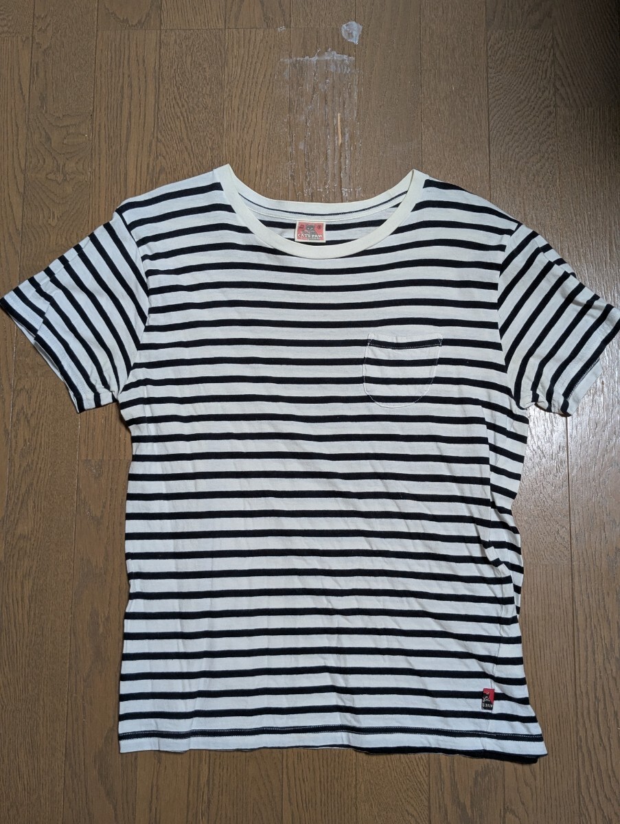 東洋エンタープライズ cats paw 半袖Tシャツ ボーダー M 白 Tシャツ 半袖拍卖