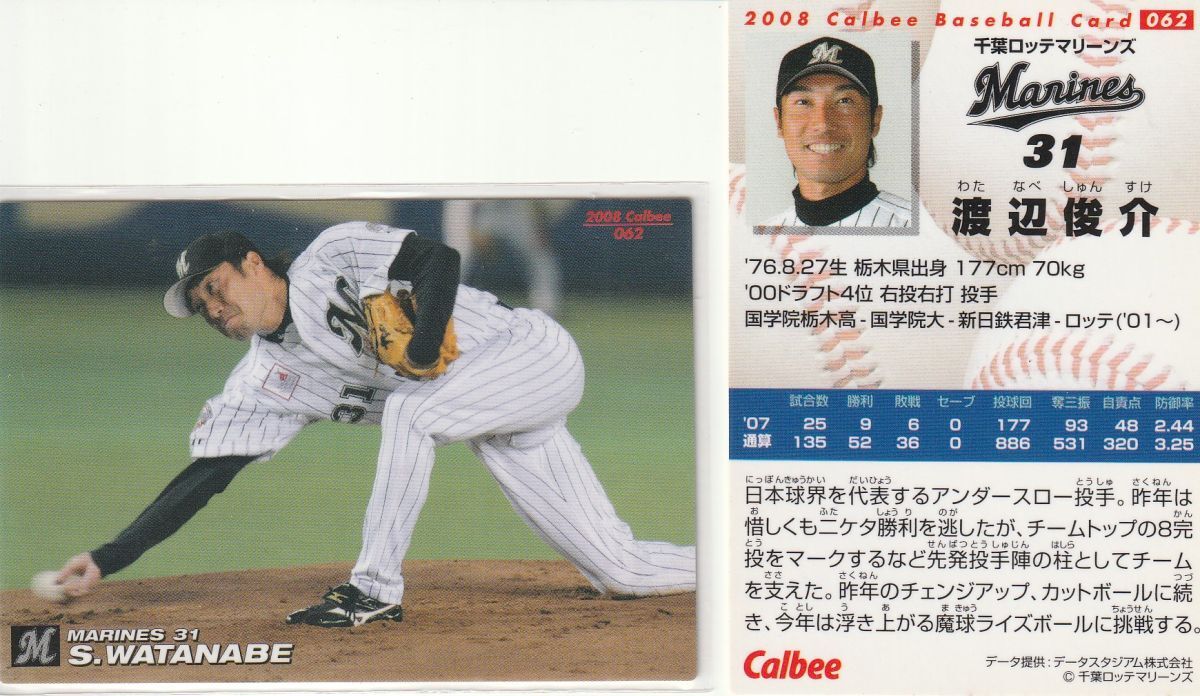 ●2008カルビー 【渡辺 俊介】BASEBALL CARD No.062:ロッテ R3拍卖