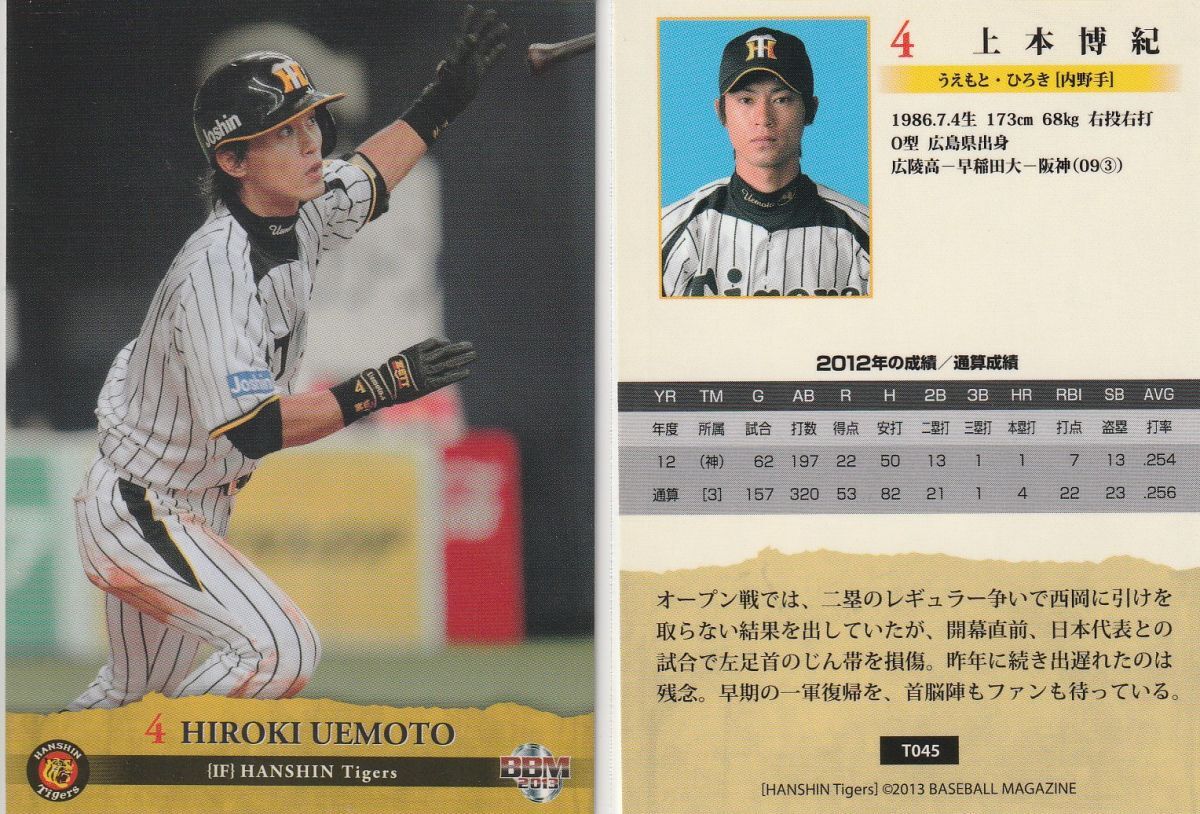 ●2013BBM/阪神【上本 博紀】 BASEBALL CARD No.To45 R3拍卖