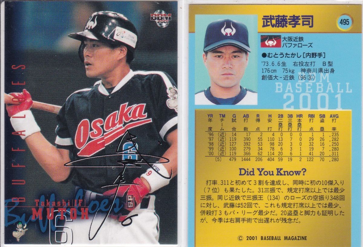 ●2001BBM 【武藤 孝司】 サインパラレル No.495:近鉄 R6拍卖
