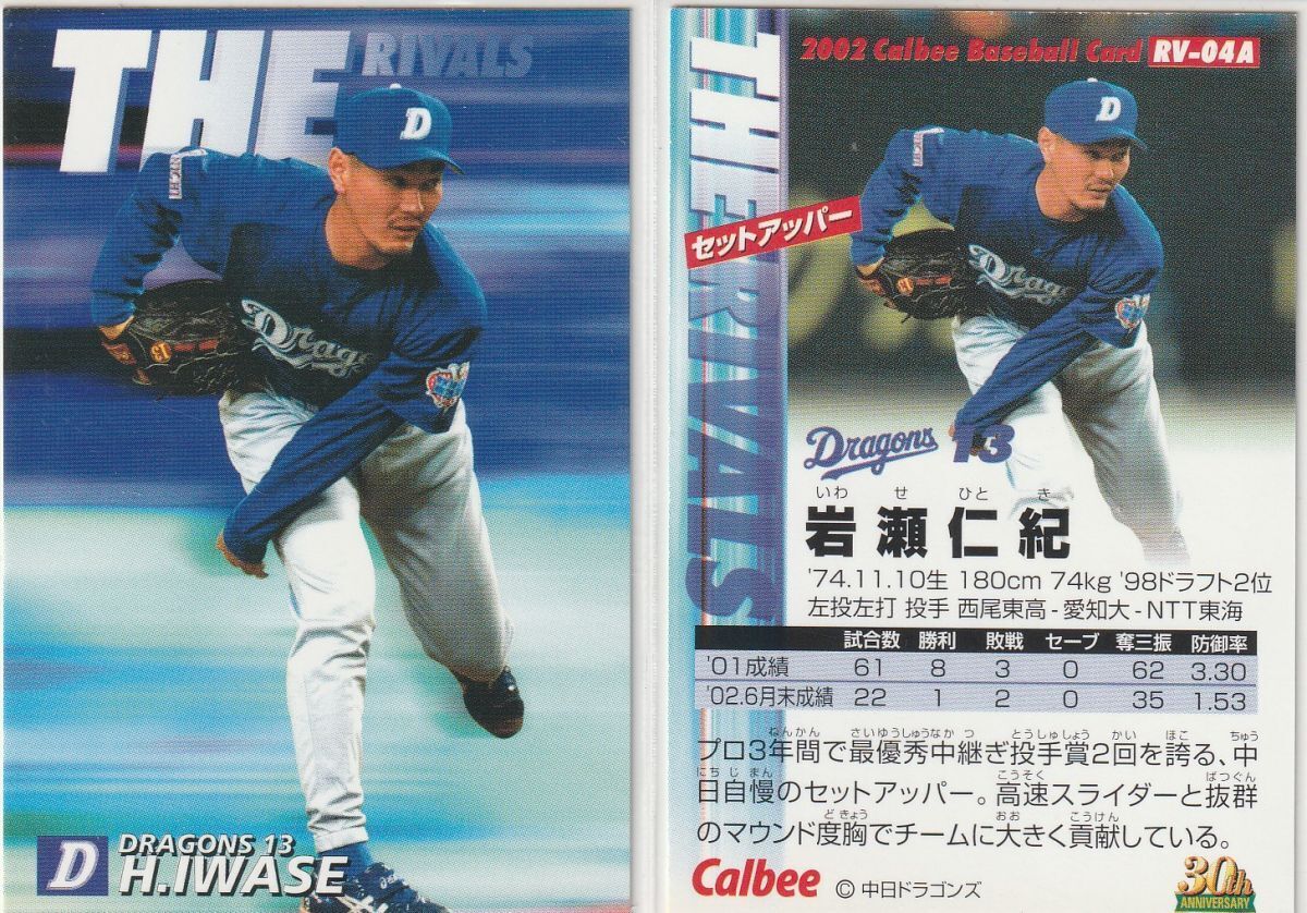 ●2002カルビー【岩瀬 仁紀】THE RIVALS CARD No.RV-04A:中日 R4拍卖
