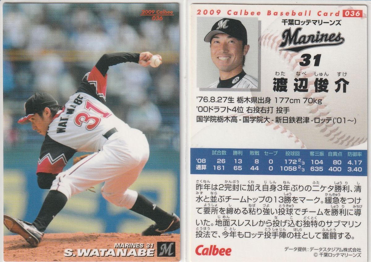 ●2009カルビー 【渡辺 俊介】 BASEBALL CARD No.036:ロッテ R拍卖