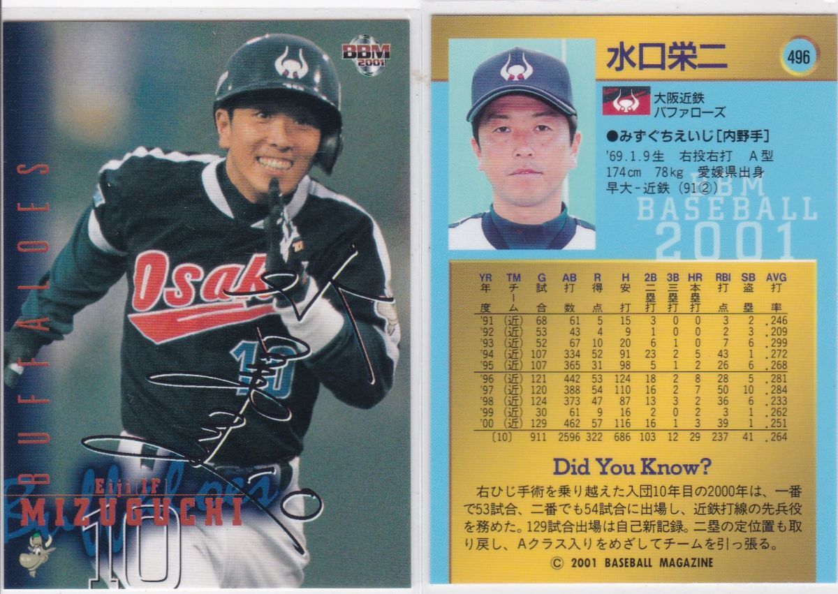 ●2001BBM 【水口 栄二】 サインパラレル No.496:近鉄 R5拍卖