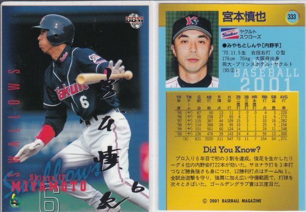 ●2001BBM 【宮本 慎也】 サインパラレル No.333:ヤクルト R2拍卖