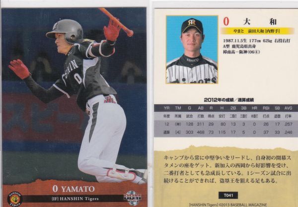 ●2013BBM/阪神 【大和】 通常版 キラパラレル No.T041 R4拍卖