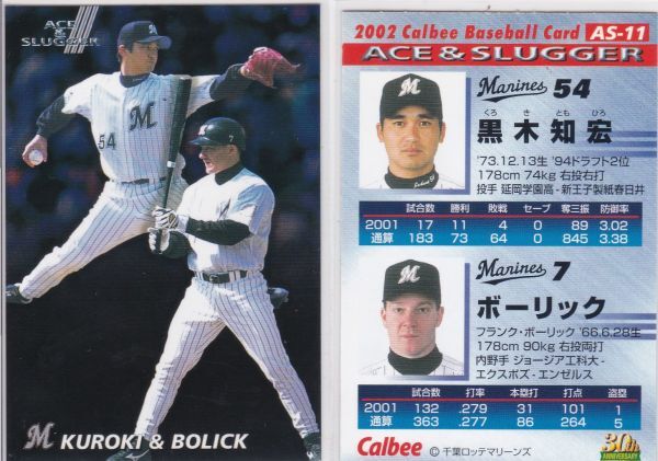 ●2002カルビー【黒木 知宏/ボーリック】 ACE&SLUGGER No.070:ロッテ R3拍卖