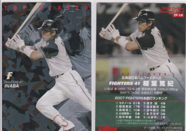 ●2008カルビー【稲葉 篤紀】 TOP PLAYER TP-14:日本ハム R6拍卖