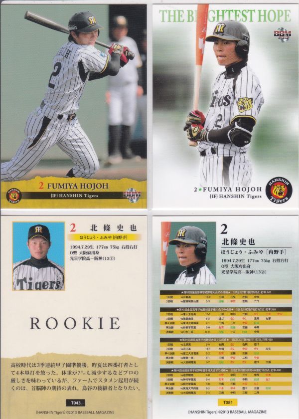 ●2013BBM/阪神 【北条 史也】 ルーキーカード2種セット T43&81 R7拍卖