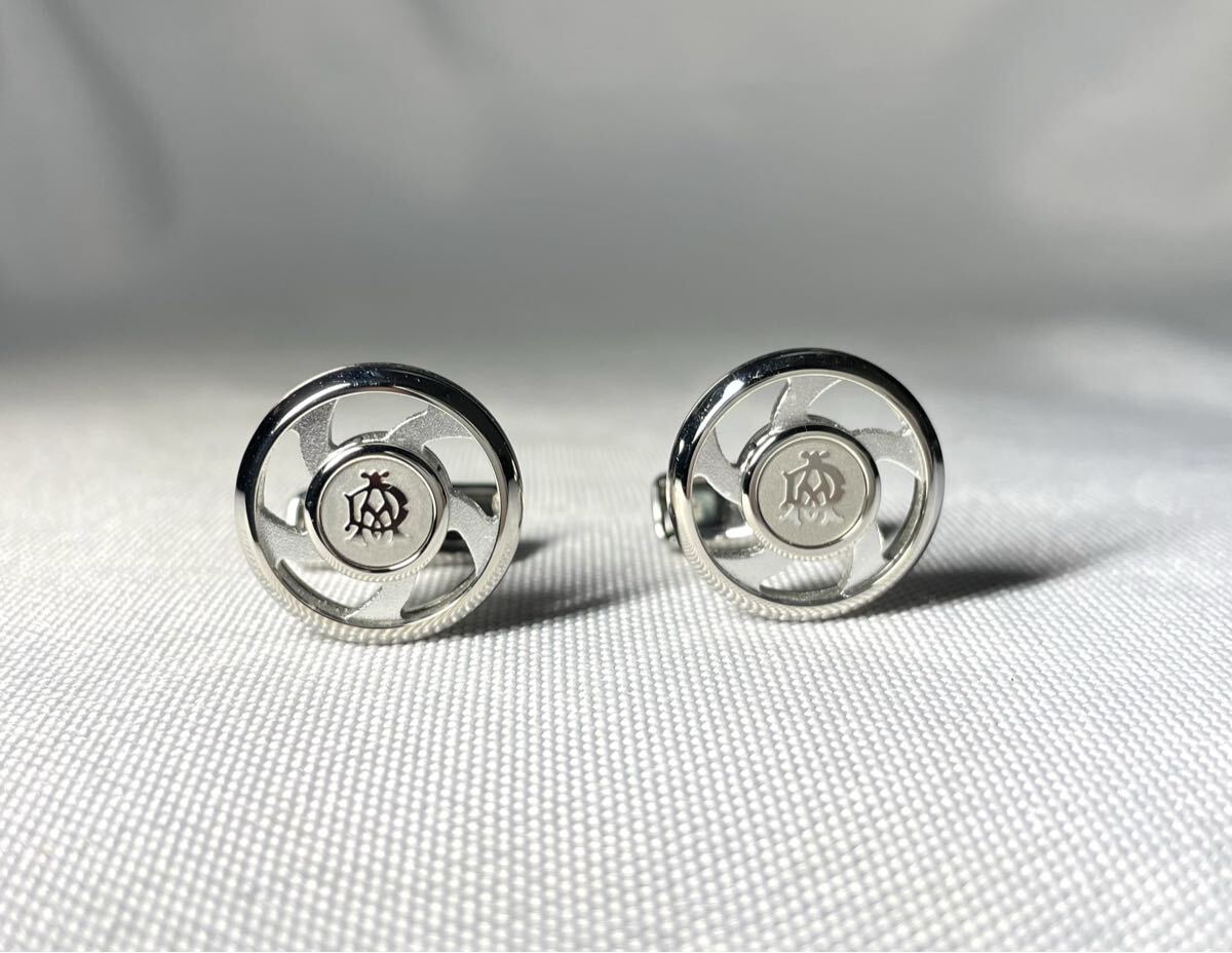 即決美品 希少 Alfred Dunhill アルフレッドダンヒル 回転式ホイールデザイン ADロゴ オーバルカフス カフリンクス ボタン シルバー拍卖