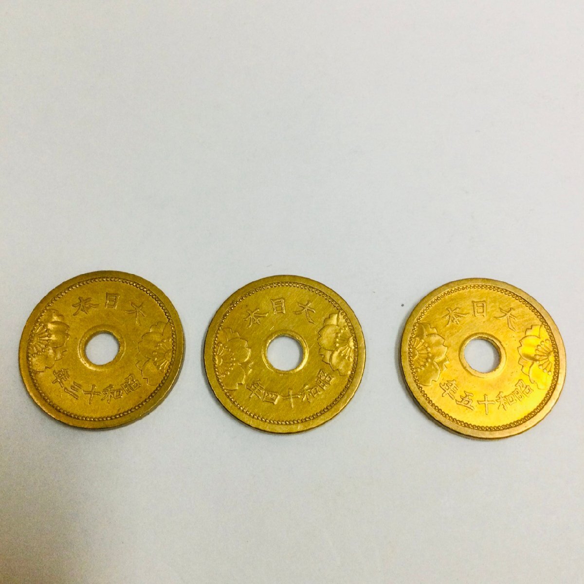 【美品/KU】昭和13.14.15年 5銭アルミ 青銅貨 3枚セット 硬貨 古銭 アンティーク 日本 貨幣 近代 コイン IM0930/00005-1拍卖