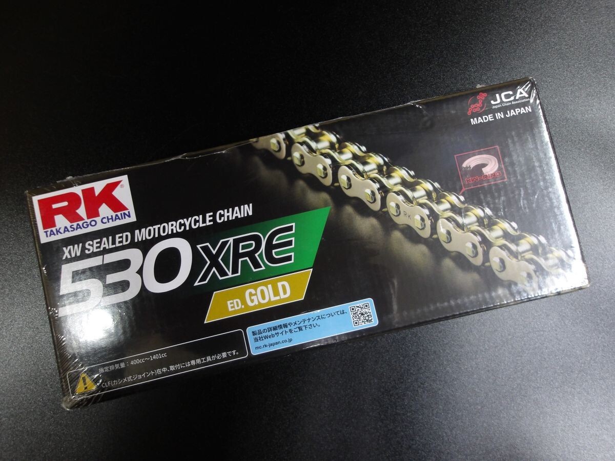 (4)530 RK GV530XRE ゴールドチェーン 110L☆適合GS400GSX400EザリゴキGT380ホーク2拍卖
