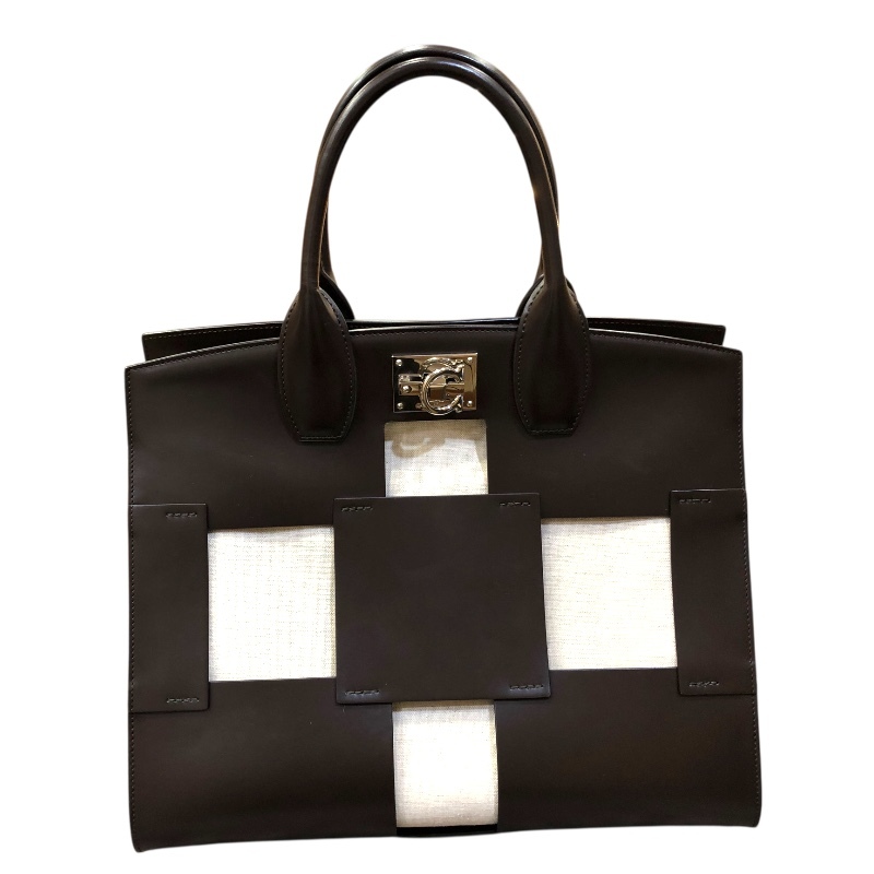 サルヴァトーレ・フェラガモ Salvatore Ferragamo スタジオボックス 211328 ブラック/シルバー金具 レザー ハンドバッグ レディース 中古拍卖