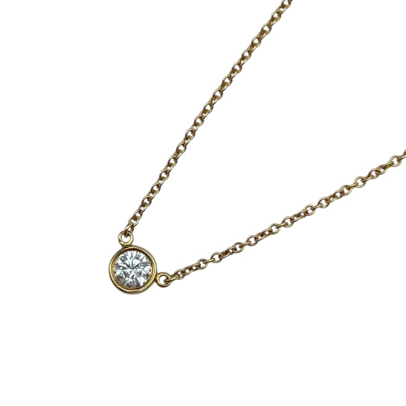 ティファニー TIFFANY&CO バイザヤードネックレス ゴールド Au750 ダイヤモンド ジュエリー 中古拍卖