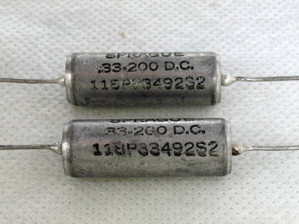 即決 SPRAGUE スプラグ 0.33uF 200V 118P 2本 メタライズドペーパーポリエステルコンデンサー拍卖