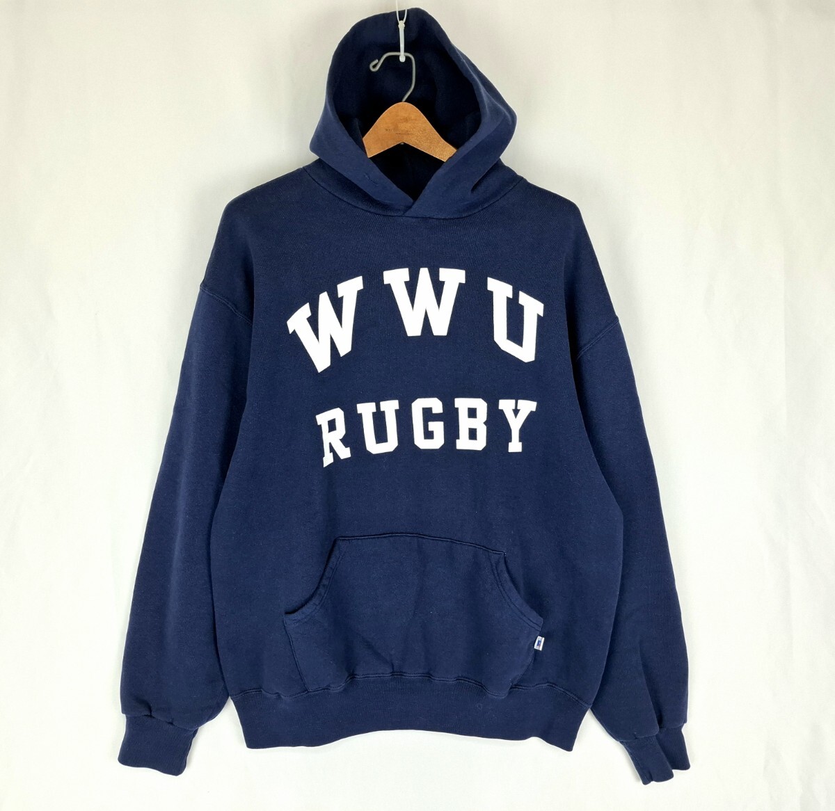 美品 90s 後期 MEXICO製 RUSSELL ATHLETIC スウェットパーカー ネイビー L 90年代 ビンテージ ラッセル WWU RUGBY USA製 お探しの方にも拍卖