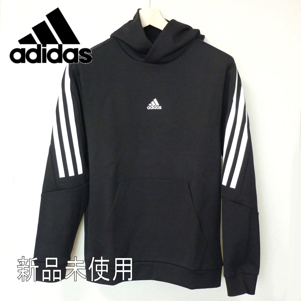 新品未使用◆送料無料(メンズL)アディダス adidas 黒メンズパーカー/スリーストライプス/レギュラーフィット拍卖