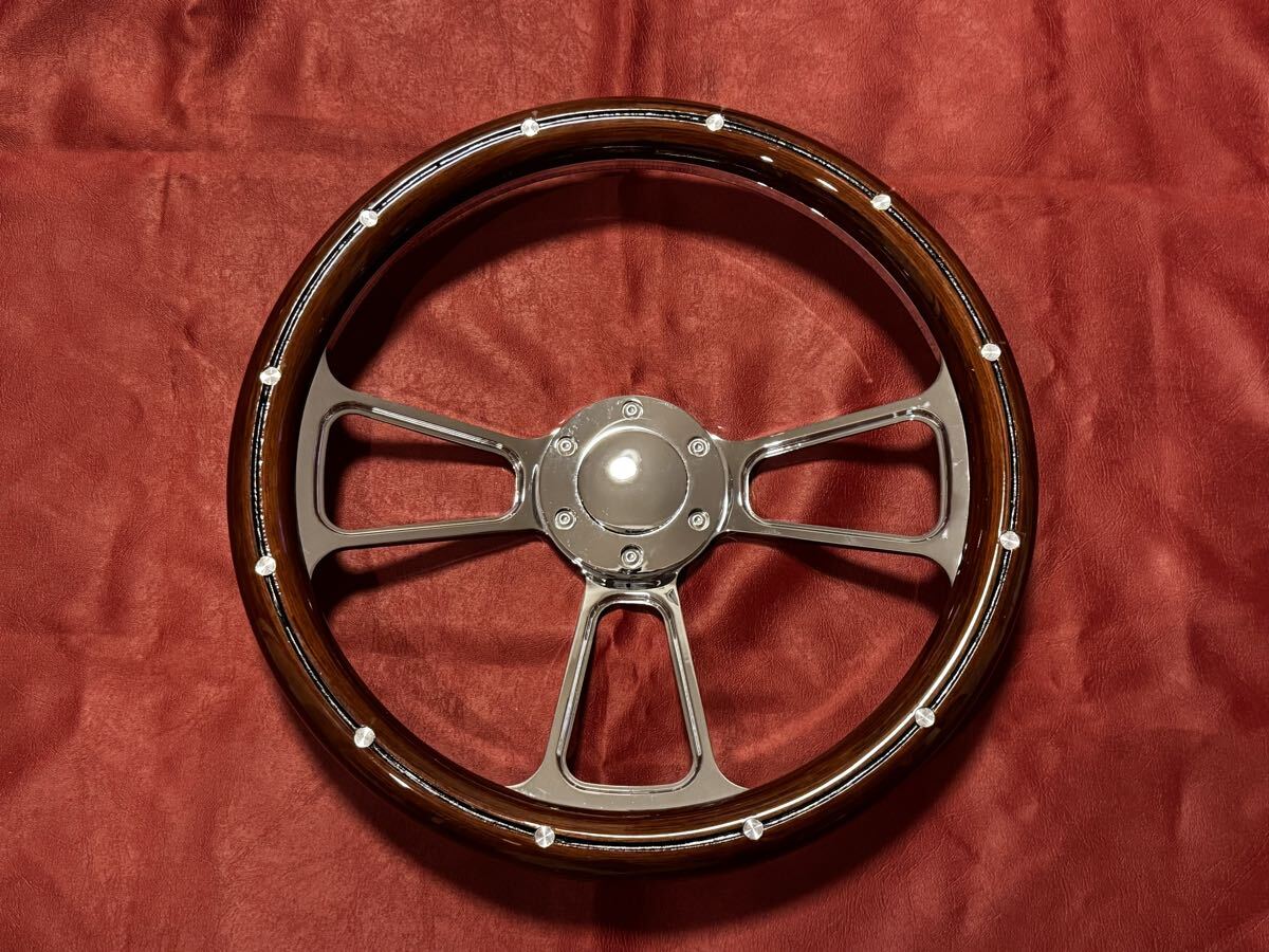 新品☆ウッドステアリング ハーフビレット 350mm☆momoピッチ☆ホーンボタン付き☆アメ車、ローライダー、USDM、バニング、トラッキン拍卖