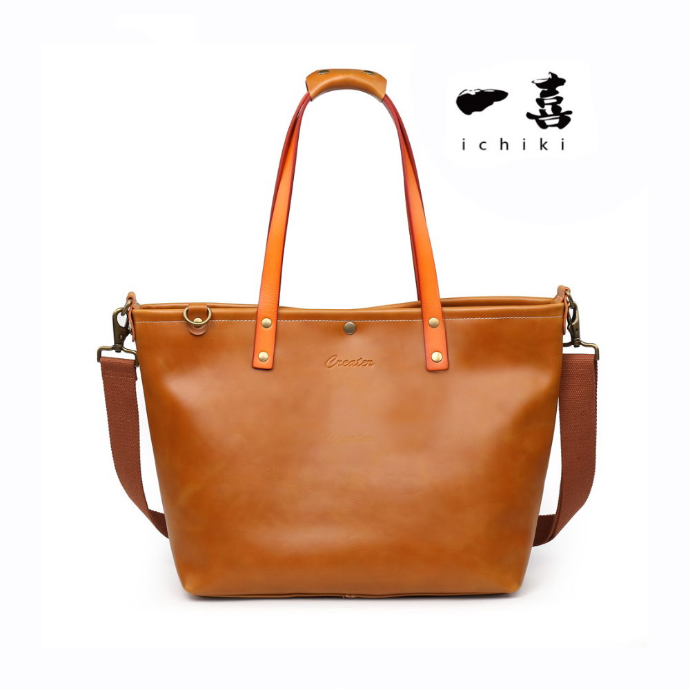 2WAY トートバッグ ショルダーバッグ 大容量 上質 ヌメ革 牛床革 本革レザー ハンドメイド メンズ レディース キャメル D09拍卖