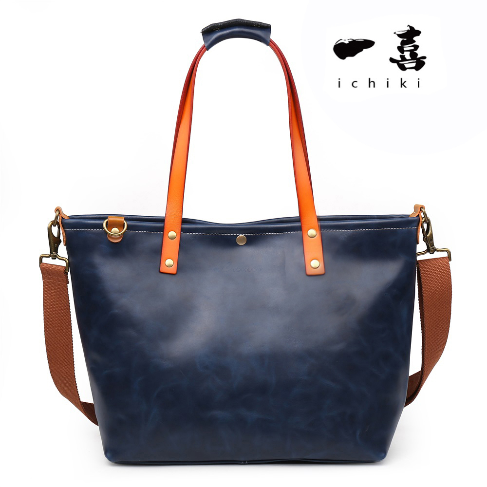 2WAYS ◆大容量◆上質ネイビーブルーヌメ革のレザートートバッグ!本革 ショルダーバッグ D08 拍卖