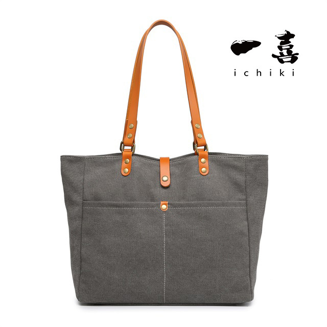 大容量トートバッグ|ヌメ革&6号帆布・肩掛けOK・通勤ビジネス・A4書類収納可・男女兼用 メンズ グレー ST100拍卖