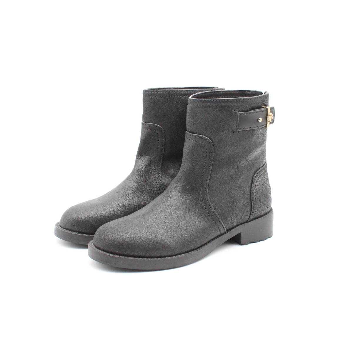 TORY BURCH ロゴベルトZIP付きショートブーツ(6M)超美品拍卖