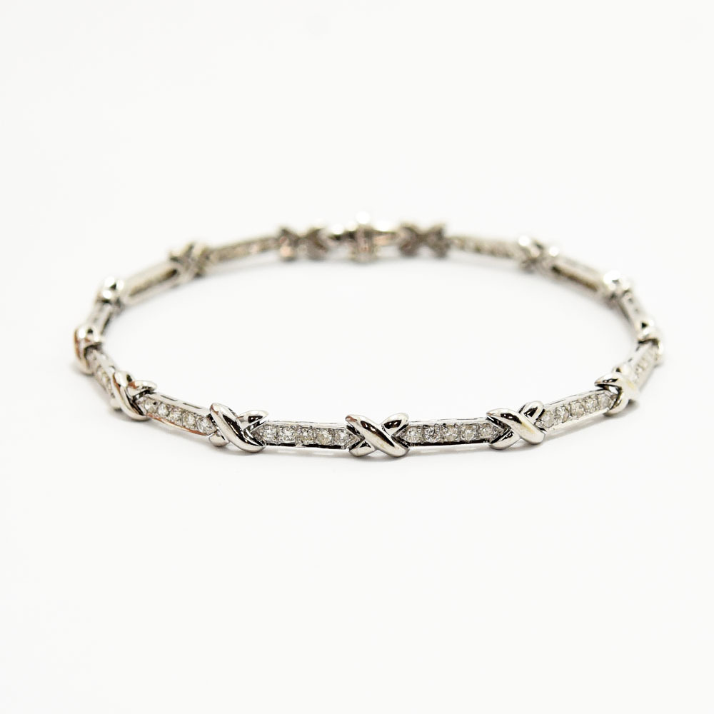 ダイヤモンド 1.06 ブレスレット K18WG 新品仕上げ 中古拍卖