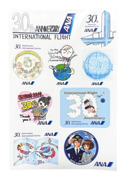 全日空 国際線就航30周年 ステッカー シート ANA 30th ANNIVERSARY INTERNATIONAL SERVICE STICKER 記念 航空機 シール コレクション 新品拍卖