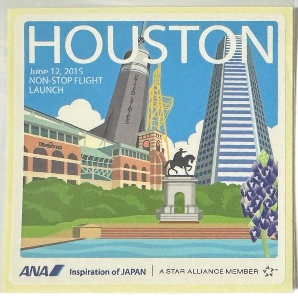 全日空 羽田 ヒューストン ステッカー ANA HANEDA HOUSTON STICKER INSPIRATION OF JAPAN 直行便 就航 航空機 旅行 シール コレクション拍卖