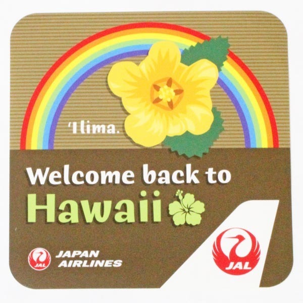 日本航空 ハワイ ステッカー 花 JAL WELCOM BACK TO HAWAII STICKER 飛行機 ジェット 旅行 シール デカール イリマ Ilima コレクション拍卖