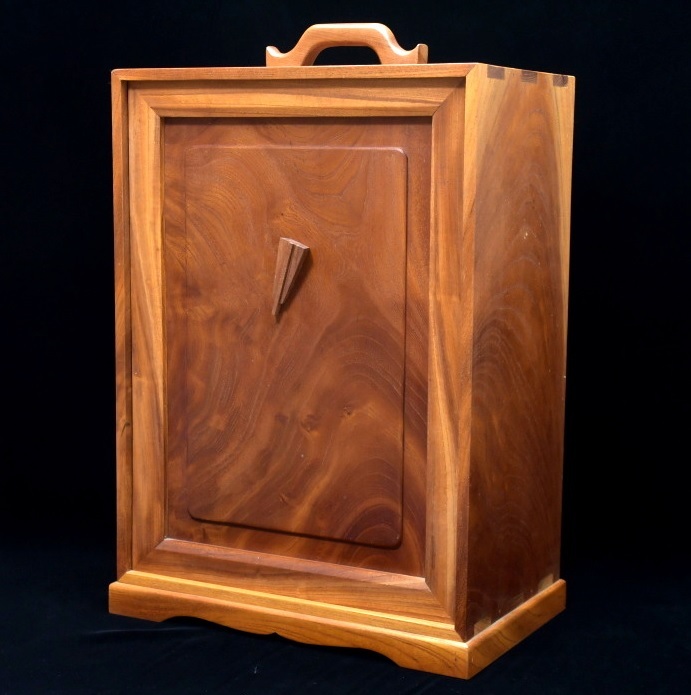 175 欅製 茶箱 ● 指物 器局 茶道具 茶棚 茶器 天然木 伝統工芸 家具 和箪笥 和室 骨董 指物細工 煎茶器拍卖