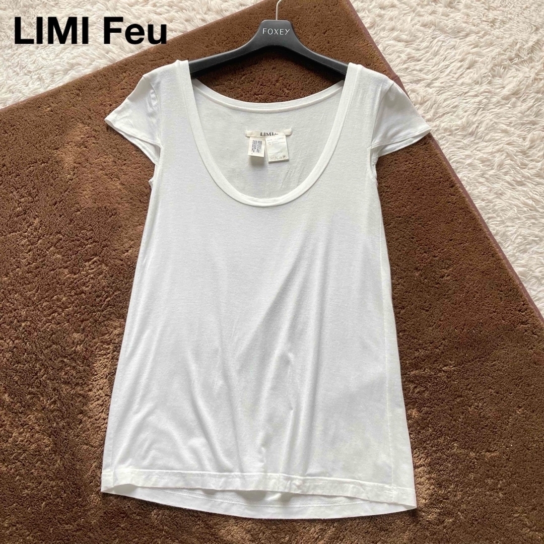 【美品】LIMI feu リミフゥ シンプル 白トップス 半袖Tシャツ 日本製拍卖