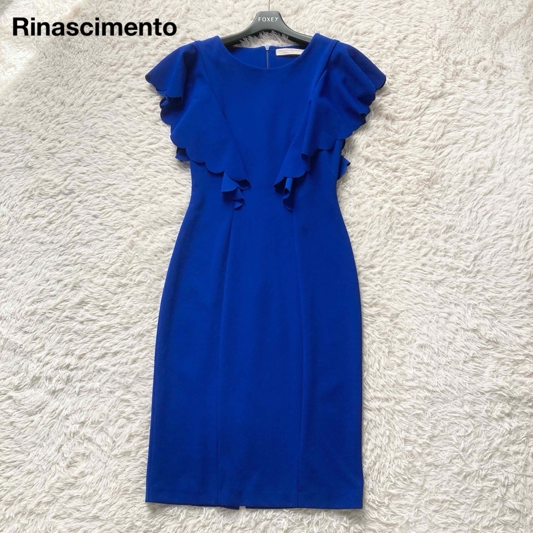 リナシメント RINASCIMENTO ロイヤルブルー 青 Sサイズ 膝丈 タイト フォーマルワンピース ドレス スカラップ m6977拍卖