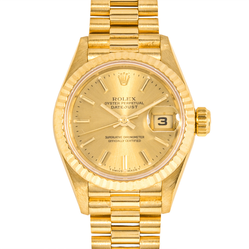 ロレックス ROLEX 69178 デイトジャスト W番 腕時計 自動巻 シャンパン文字盤 K18YG 金無垢 レディース拍卖