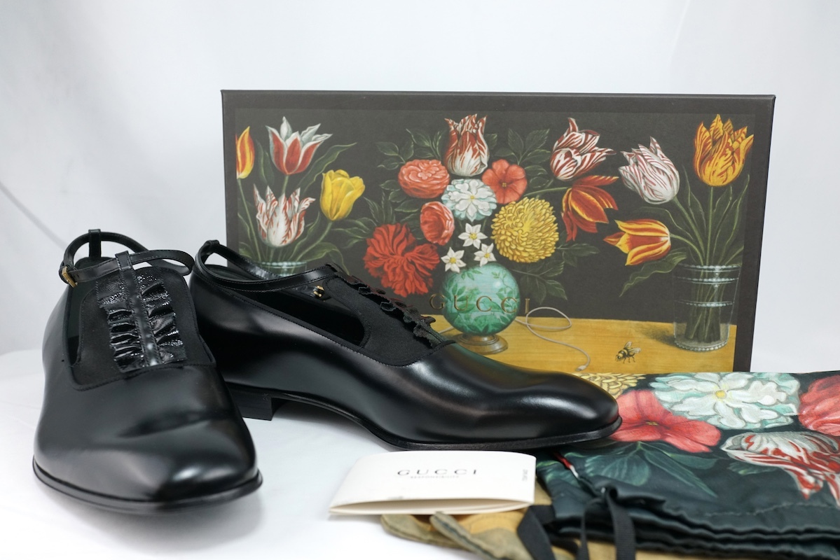 GUCCI グッチ MARY JANES メリージェーン SHEZAN GROSS GRAIN レザー ドレスシューズ ブラック 9サイズ(約28cm) 483976 AZM50拍卖