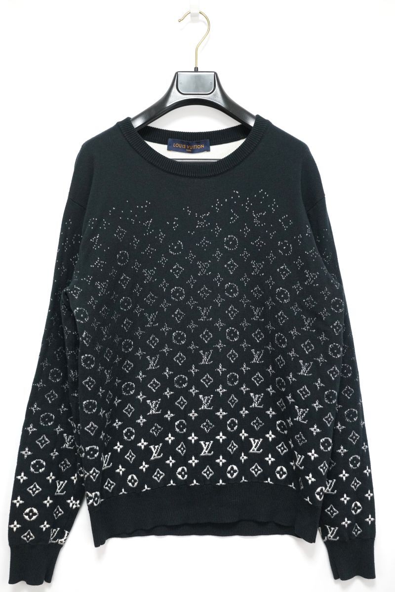 LOUIS VUITTON ルイヴィトン LVSE グラデーション モノグラム デグラデ クルーネック ニット トップス Sサイズ ブラック ホワイト拍卖