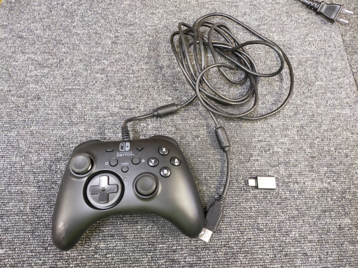 Ffg_01A_0251_ HORI Nintendo Switch 有線コントローラー NSW-001 ブラック STABILIST変換アダプター付き拍卖