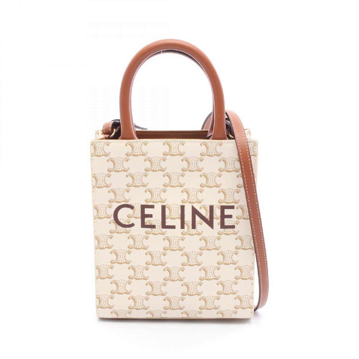 セリーヌ ミニ バーティカル カバ トリオンフ ブランドオフ CELINE PVCコーティングキャンバス ハンドバッグ カ拍卖