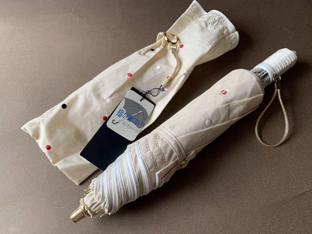 ★新品未使用★BURBERRY★バーバリー★ロゴ付・刺繍ドット柄★UVカット・折り畳み傘・日傘・雨傘・50cm二段折り★ピンク★日本製拍卖