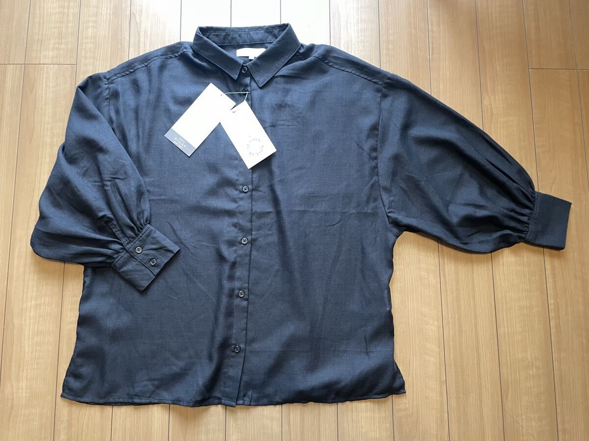 ★未使用新品!SEASON REASON☆ウール入り&ナチュラルデザインがすてき!バルーン袖がかわいい襟付きシャツ M☆送料185円★拍卖