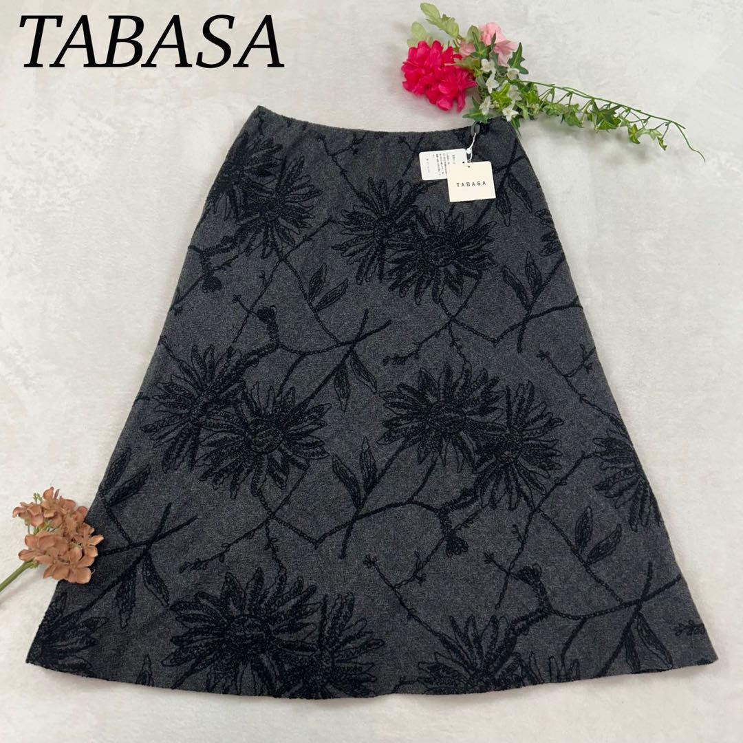 I850 新品未使用 タグ付き S 36 タバサ 花刺繍 ひざ丈 レディース拍卖