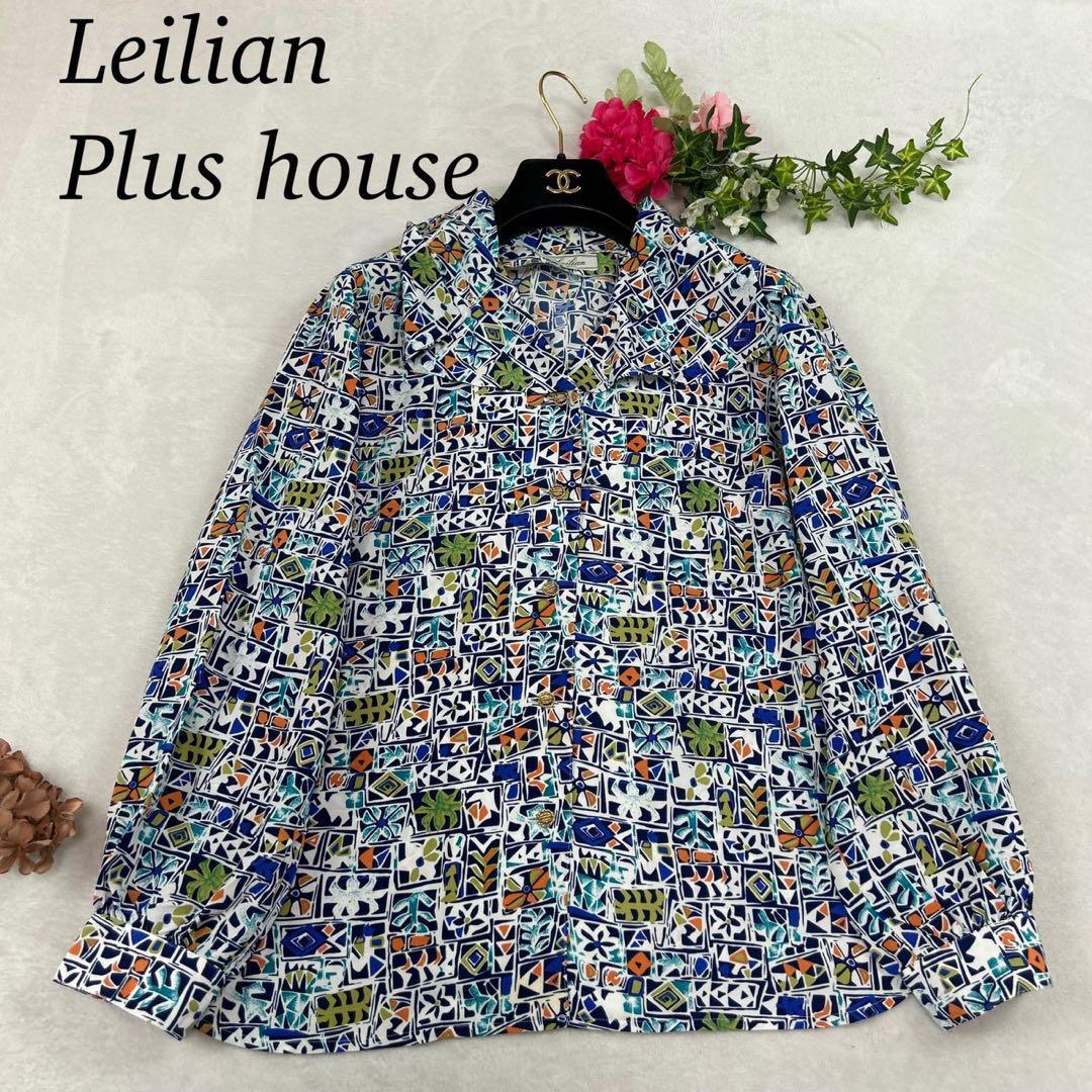 I840 美品 XL 13+ レリアンプラスハウス 総柄 シャツ レディース拍卖