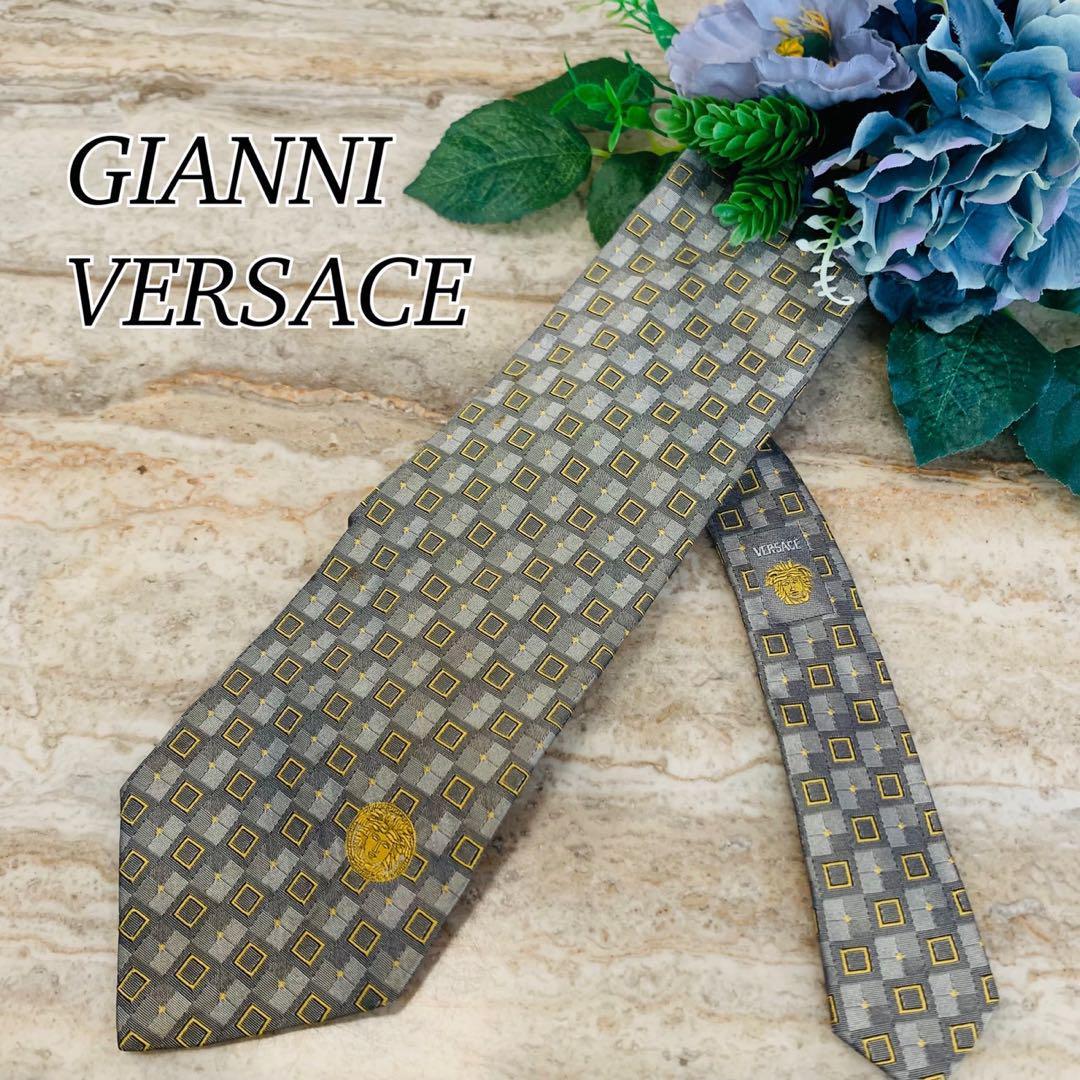 N121 美品 ジャンニヴェルサーチェ メデューサ刺繍 ネクタイ メンズ拍卖