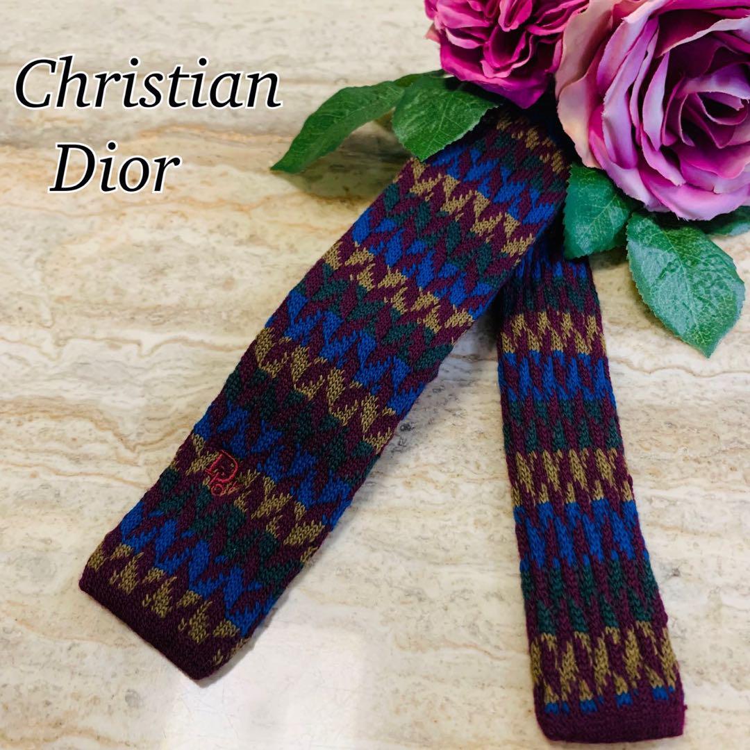 N186 新品未使用 クリスチャンディオール ニットタイ ネクタイ メンズ拍卖