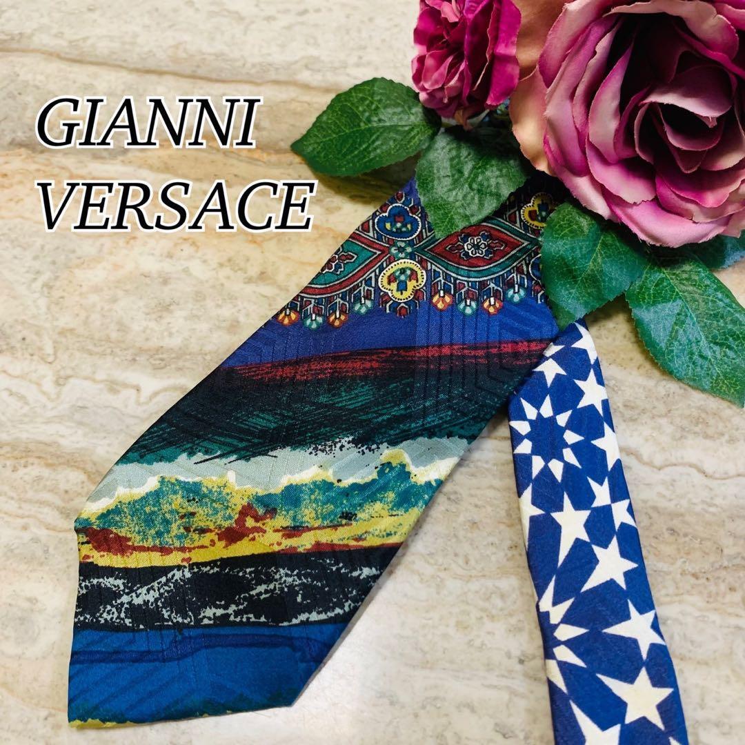 N155 新品未使用 ジャンニヴェルサーチェ 花柄 パープル ネクタイ メンズ拍卖