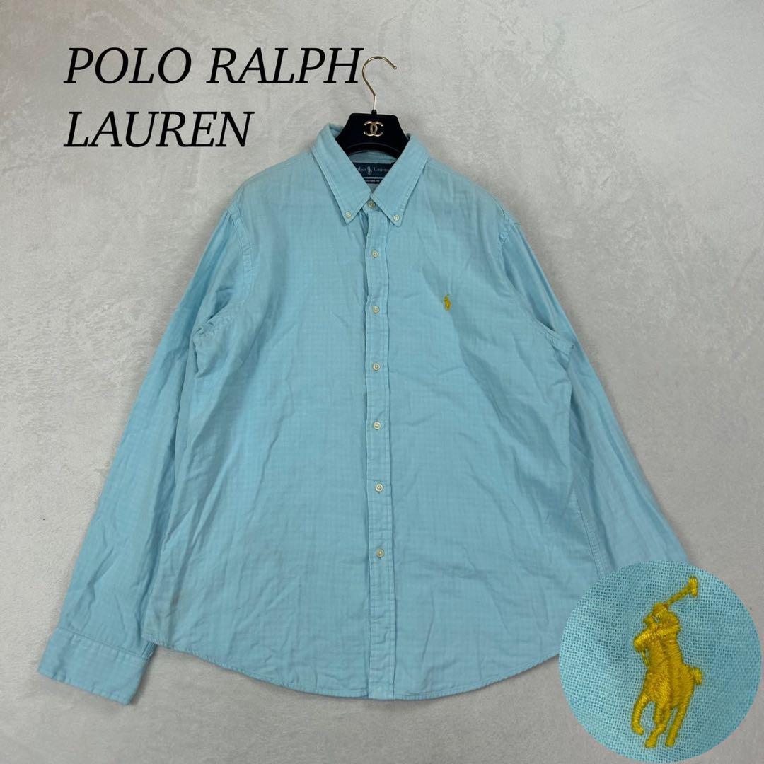 J223 XL ポロラルフローレン ライトブルー 長袖 シャツ メンズ拍卖