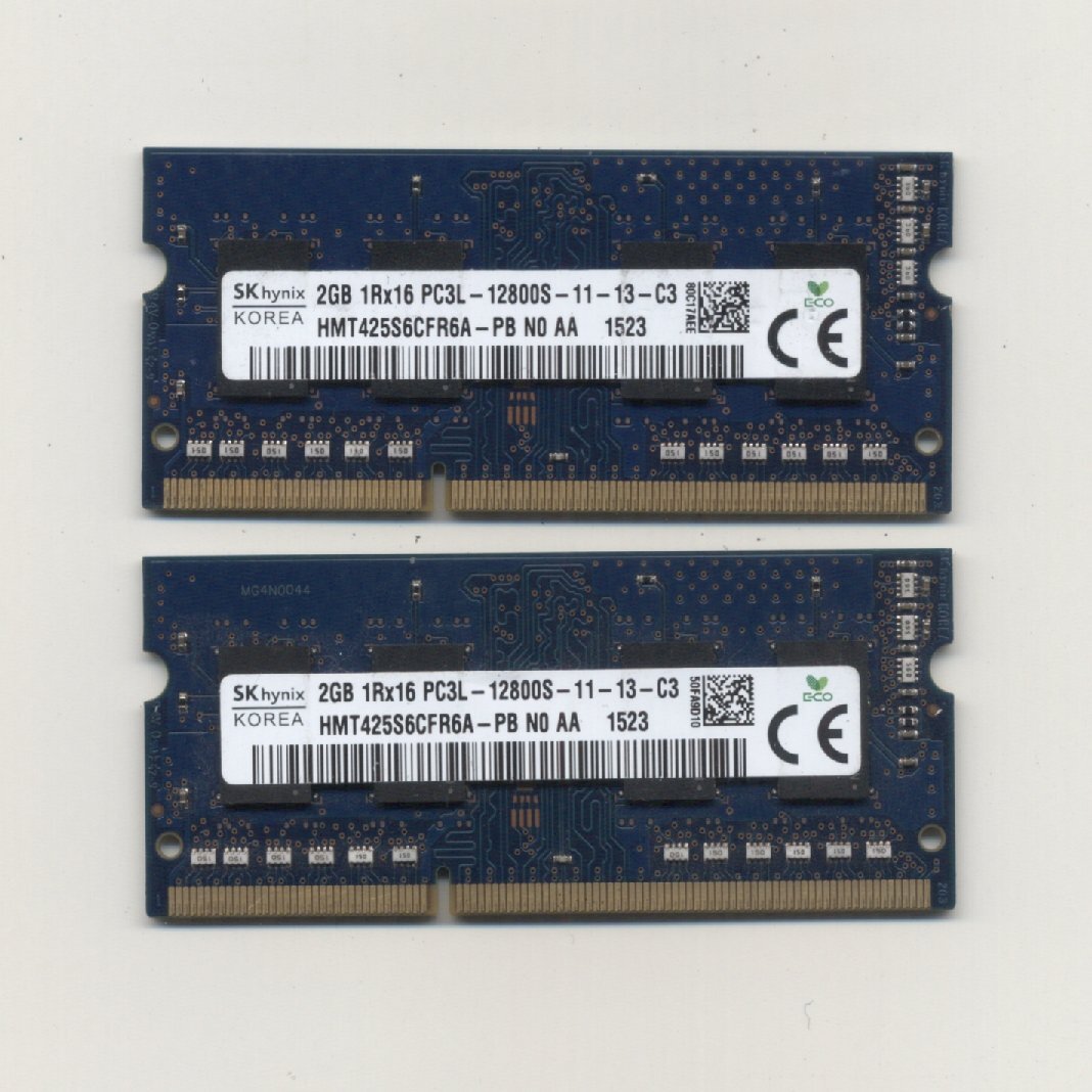 yb320/SKhynix PC3L-12800S / DDR3L-1600 / 2GBx2枚 計4GB拍卖