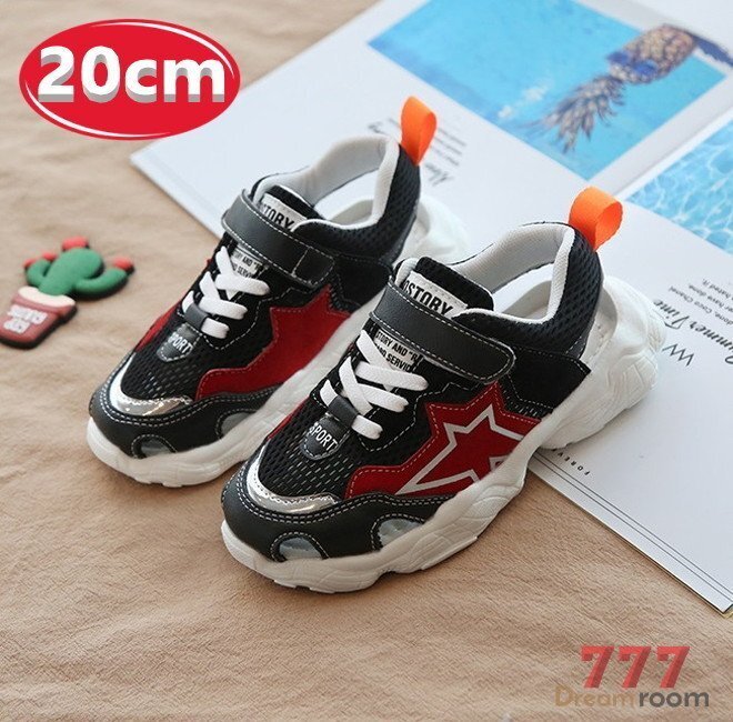 kids 滑り止め付き!メッシュ スニーカーサンダル 【ブラック 20cm】 韓国子供服 キッズ ビーチサンダル 子供用 女の子拍卖