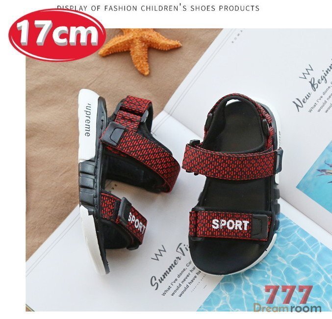 kids 幾何学総柄 サンダル 【レッド 17cm】 韓国子供服 キッズ ブーツ 子供用 女の子拍卖