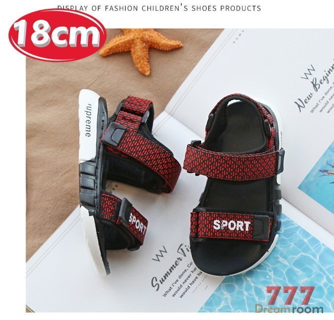 kids 幾何学総柄 サンダル 【レッド 18cm】 韓国子供服 キッズ ブーツ 子供用 女の子拍卖